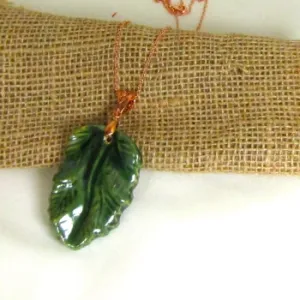 Fair Trade Bold Green Leaf Pendant Necklace