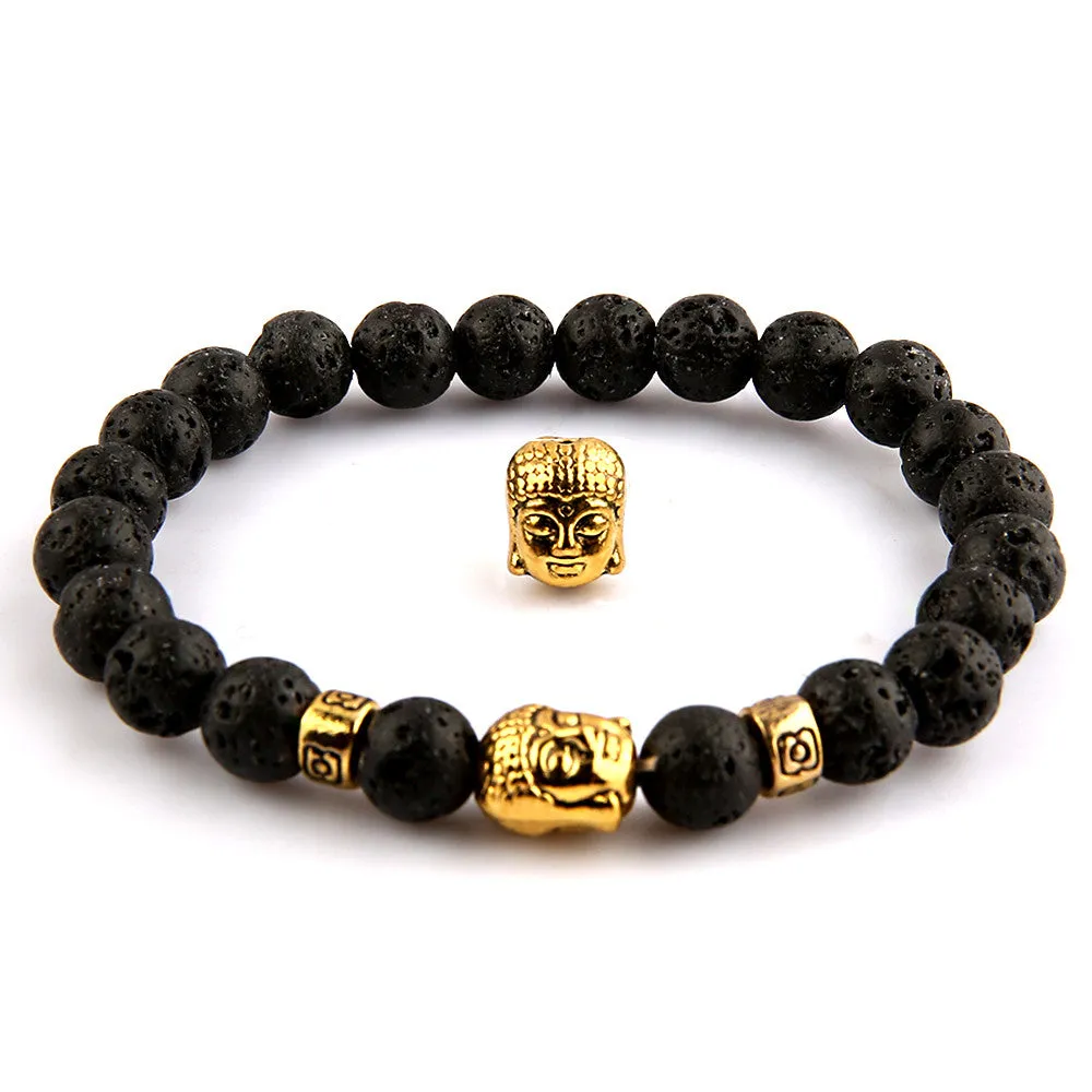 Famous Brand Silver Gold Lion Buddha Bracelets Bangles for Women Men Natural Stone Jewelry Female Male Nomination Pulseras Mujer