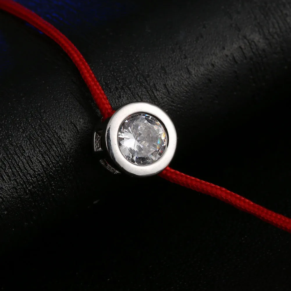 Fashion Thin Red Cord Thread String Rope Chain with CZ Diamond Sliver Plated Bracelet 16 5cm Length for Female Jewelry