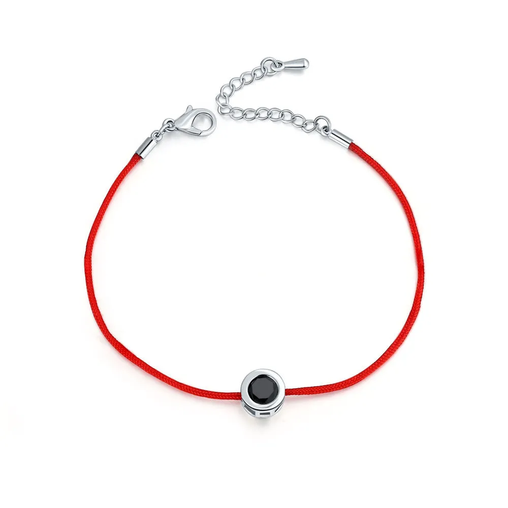 Fashion Thin Red Cord Thread String Rope Chain with CZ Diamond Sliver Plated Bracelet 16 5cm Length for Female Jewelry