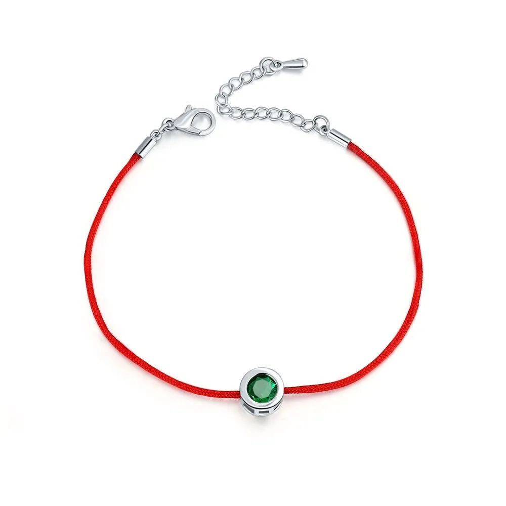 Fashion Thin Red Cord Thread String Rope Chain with CZ Diamond Sliver Plated Bracelet 16 5cm Length for Female Jewelry