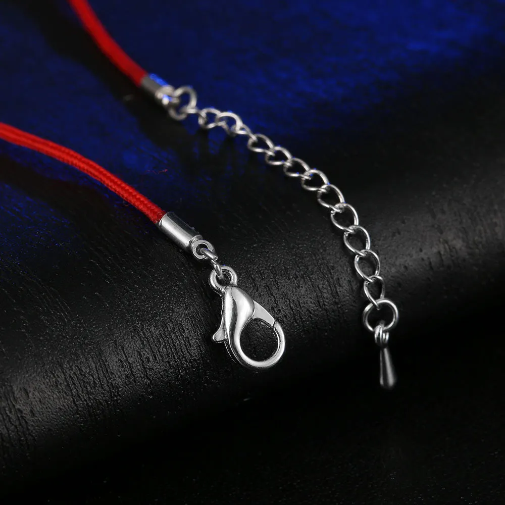 Fashion Thin Red Cord Thread String Rope Chain with CZ Diamond Sliver Plated Bracelet 16 5cm Length for Female Jewelry