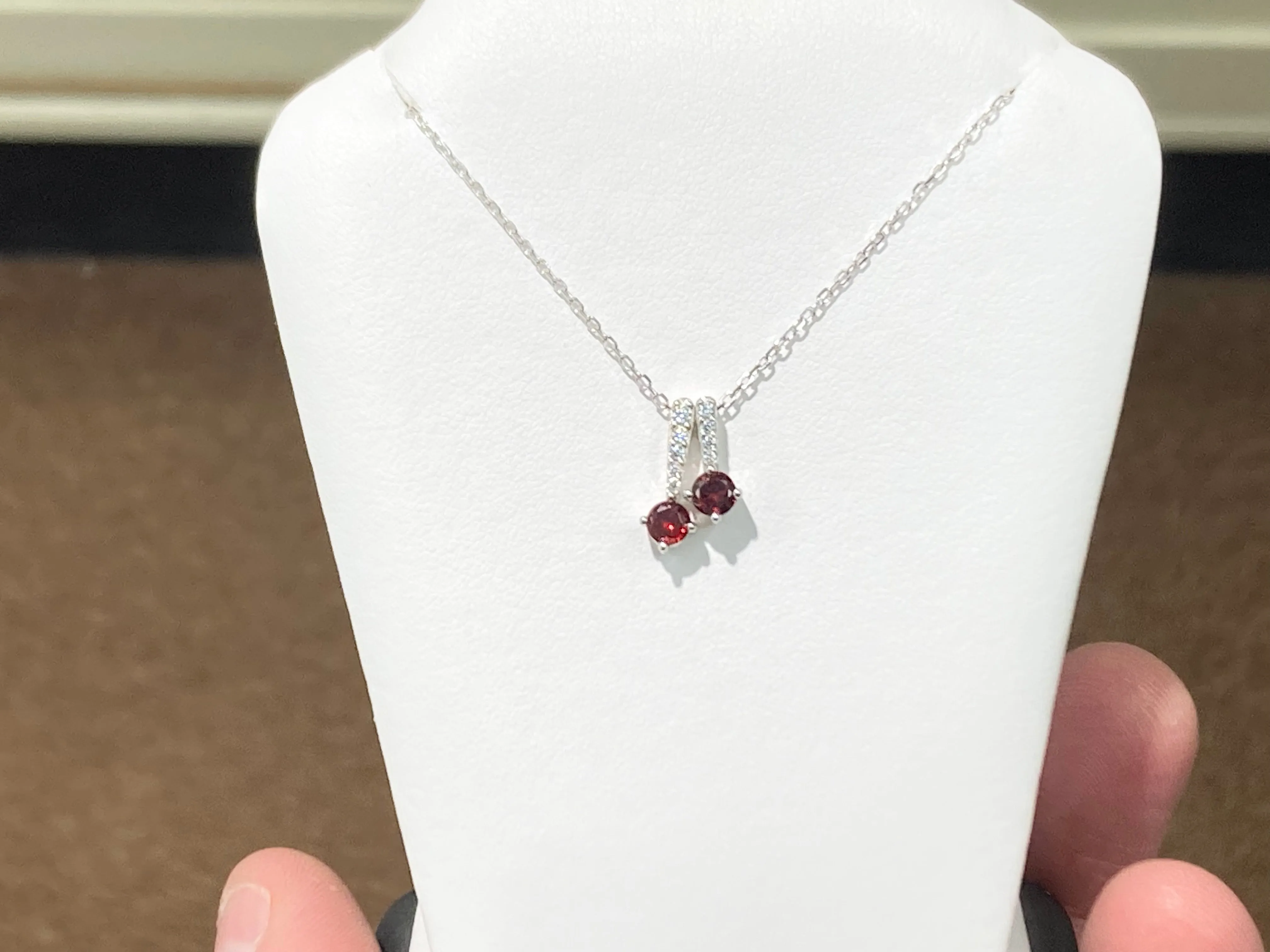 Garnet Colored Swarovski Zirconia Silver Pendant