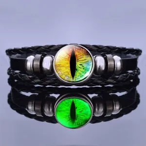 Glow In The Dark Dragon Eye Leather Bracelet