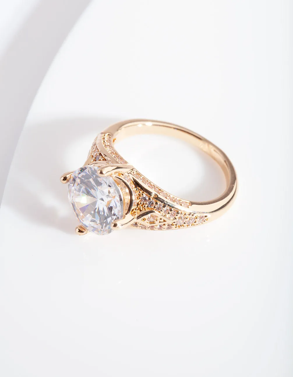 Gold Cubic Zirconia Celebrity Ring