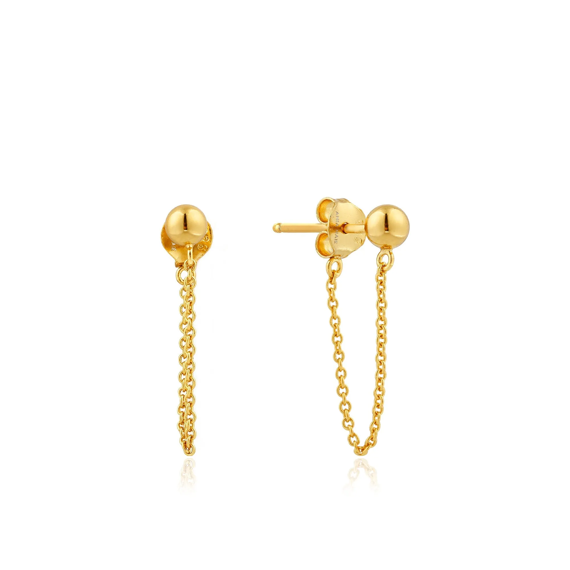 Gold Modern Chain Stud Earrings