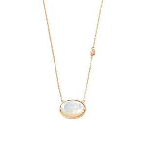 Gold Oval Pearl Necklace