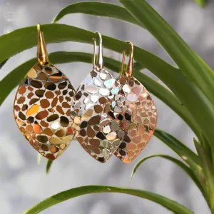 Gold Plated Mosaic Leaf Dangle Earrings