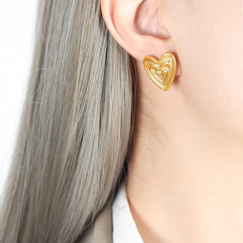 Golden Love Textured Earrings for Stylish Women