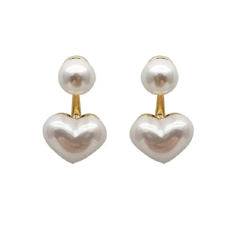 Heart Pearl Earrings: Elegant Feminine Jewelry - Stylish & Chic Look