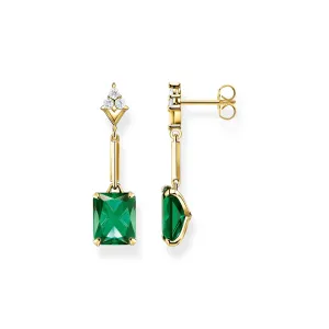 Heritage Green Stone Gold Drop Earrings