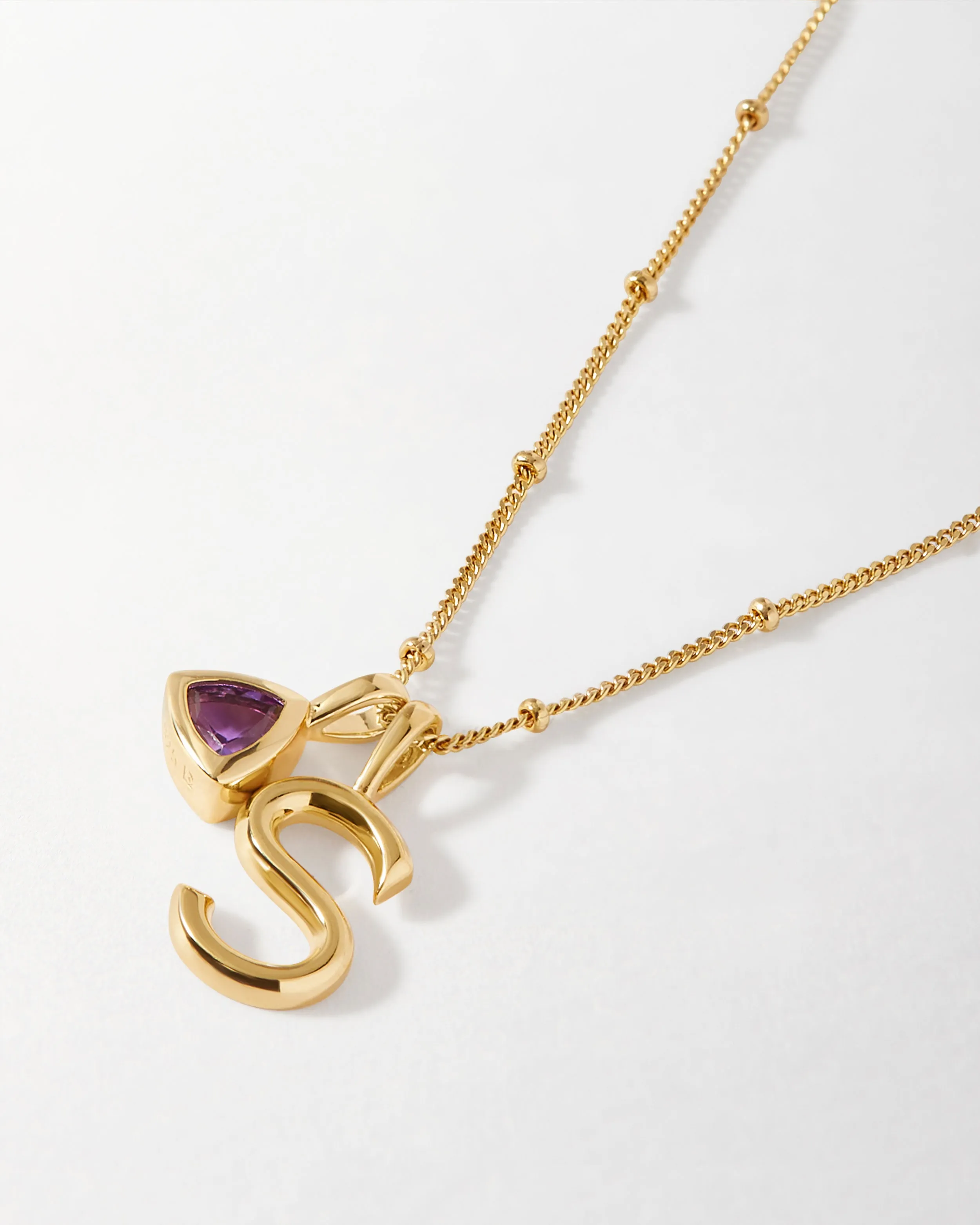 Initial & Birthstone Necklace - Gold