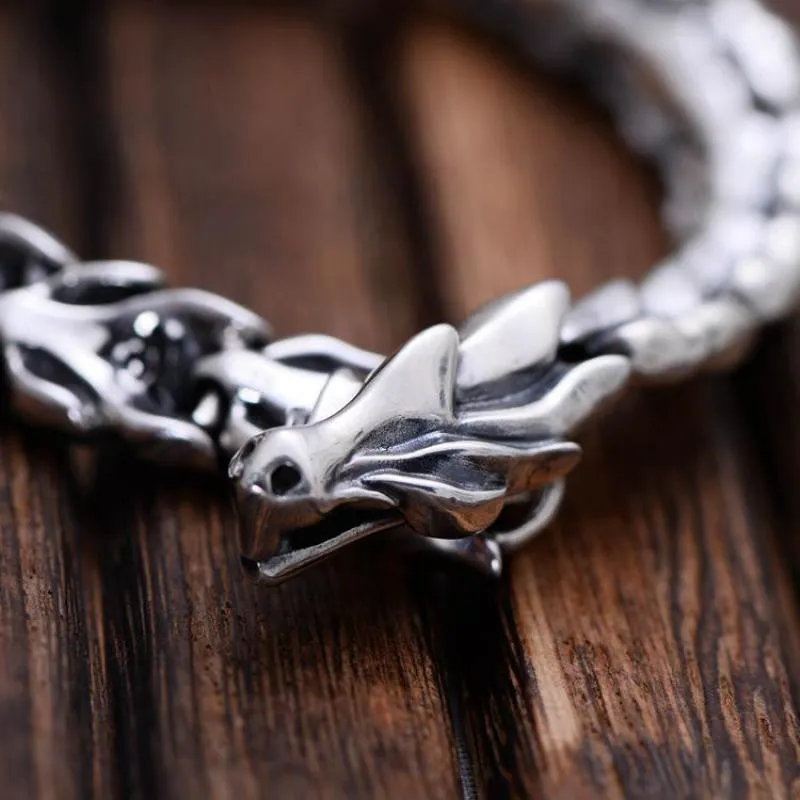 Keel Dragon Head Bracelet Male Exaggerated Punk Thai Silver Trendy Male Personality Hip-hop