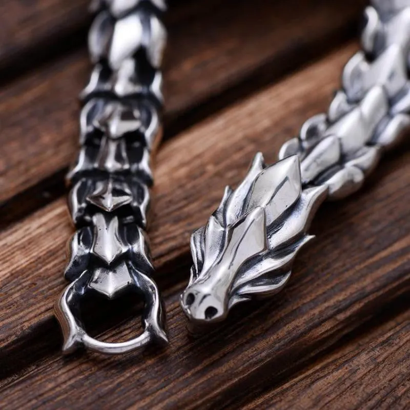 Keel Dragon Head Bracelet Male Exaggerated Punk Thai Silver Trendy Male Personality Hip-hop