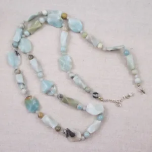 Large Bead Amazonite Big Bold Long Necklace