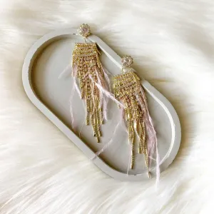 Lavish Feather & Rhinestone Earrings - LAST CHANCE!