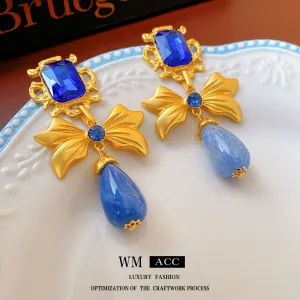 Luxurious Droplet Bowknot Copper Electroplating Earrings