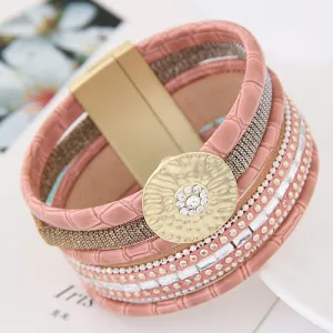 Luxury Boho Bamboo Leather Bracelets Bangles with Magnetic Buckle Wrap Jewelry Pulsera for Women brazaletes pulseras mujer