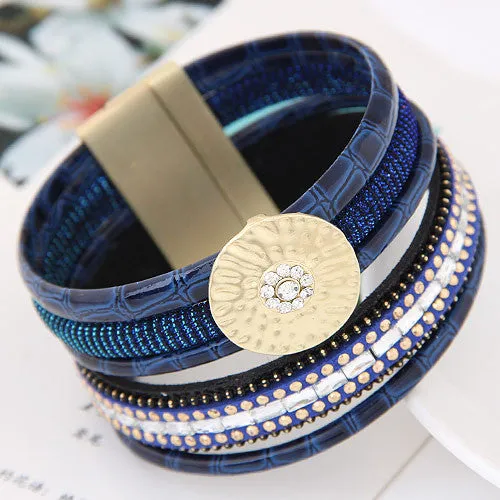 Luxury Boho Bamboo Leather Bracelets Bangles with Magnetic Buckle Wrap Jewelry Pulsera for Women brazaletes pulseras mujer