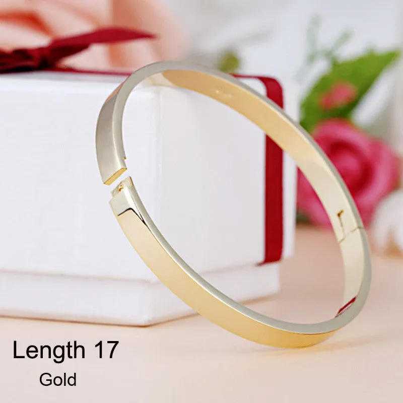 Luxury Stainless Steel Cuff Crystal Buckle Love Charm Bracelet For Women