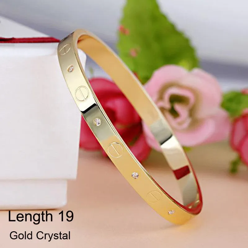 Luxury Stainless Steel Cuff Crystal Buckle Love Charm Bracelet For Women