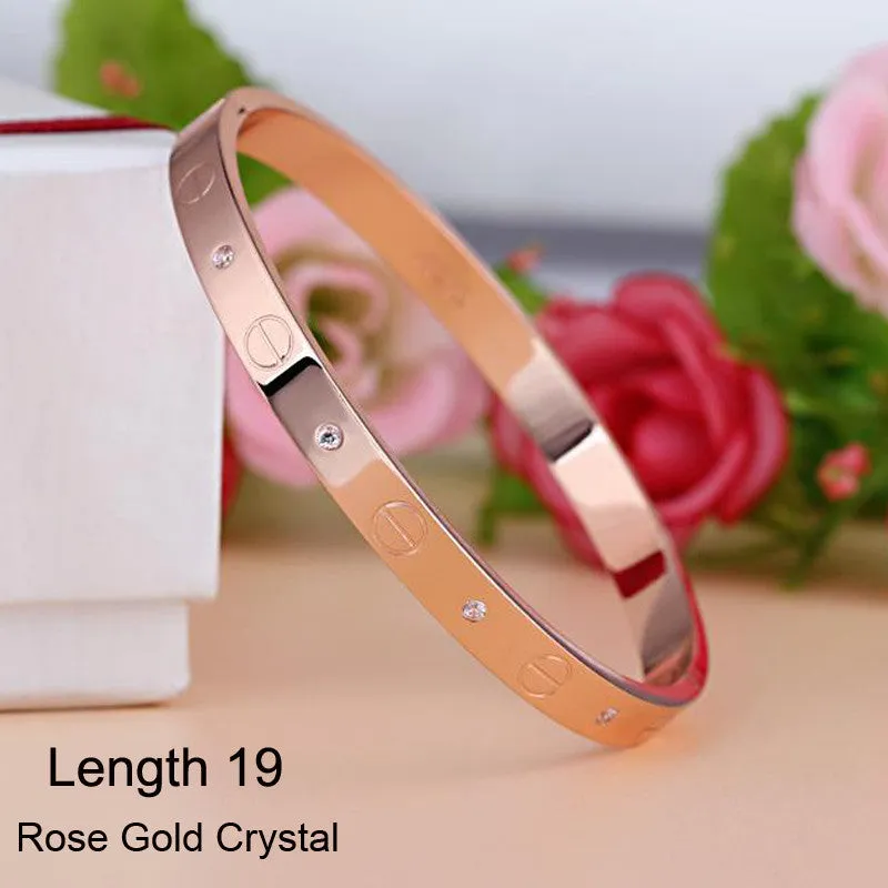 Luxury Stainless Steel Cuff Crystal Buckle Love Charm Bracelet For Women