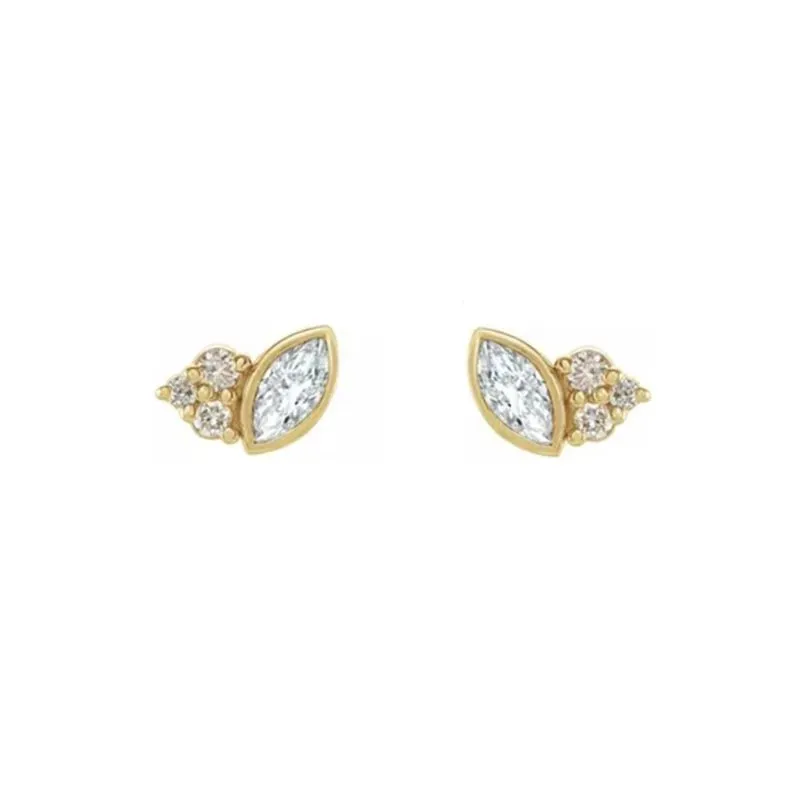 Marquise & Diamond Stud Earrings (Gemstone variety)