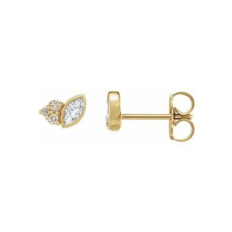 Marquise & Diamond Stud Earrings (Gemstone variety)