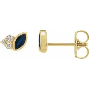 Marquise & Diamond Stud Earrings (Gemstone variety)