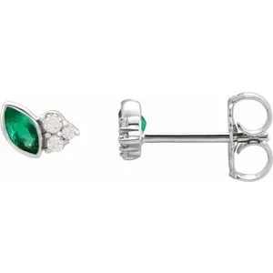 Marquise & Diamond Stud Earrings (Gemstone variety)