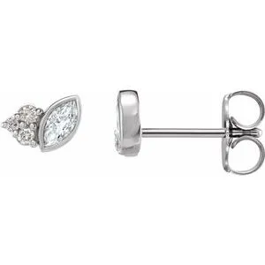 Marquise & Diamond Stud Earrings (Gemstone variety)