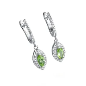 Marquise Brilliant Cut Gemstone Natural Peridot Drop Earrings - 925 Sterling Silver