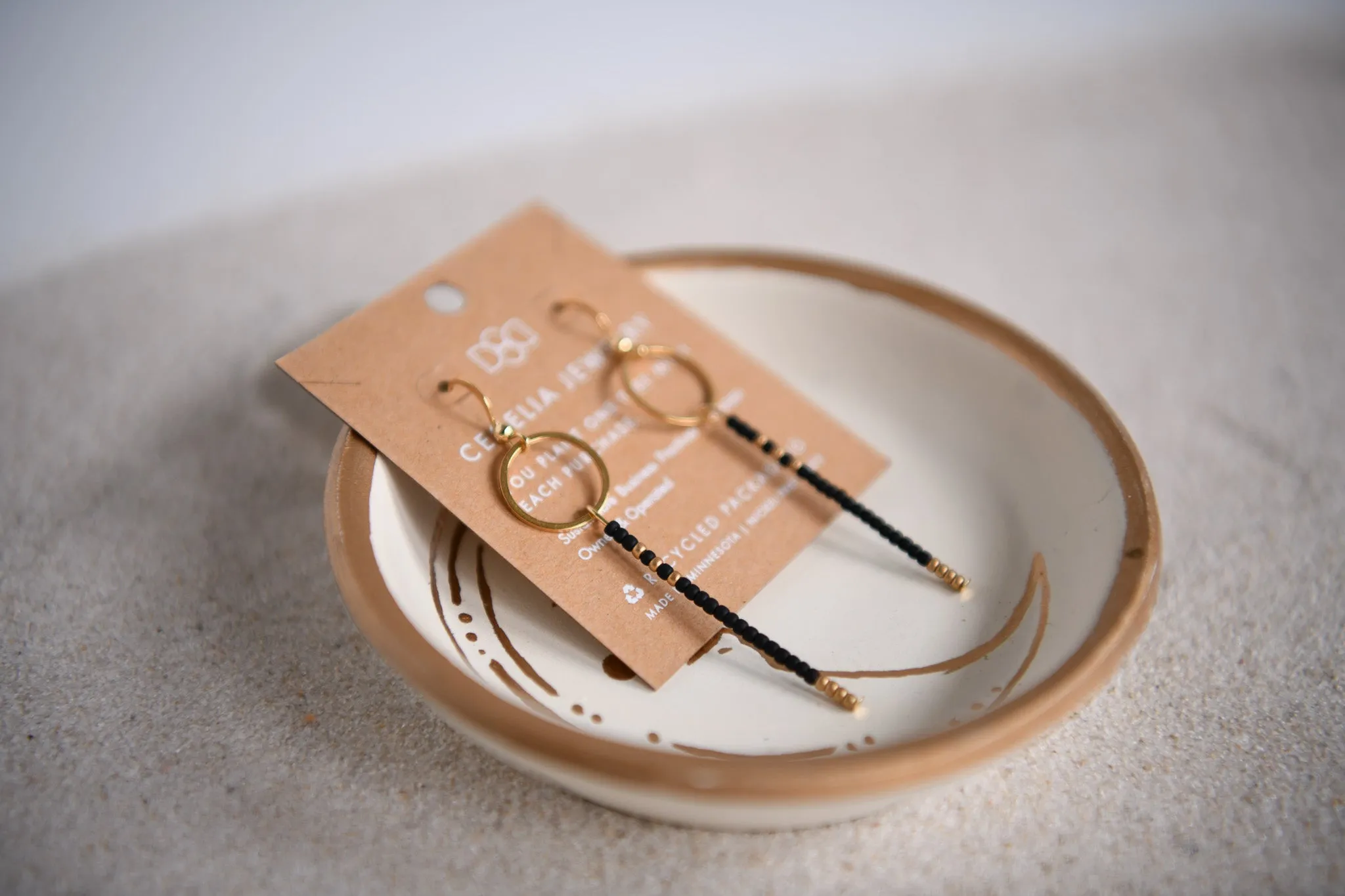 Midnight Moon Half & Half Seed Bead Drop Earrings