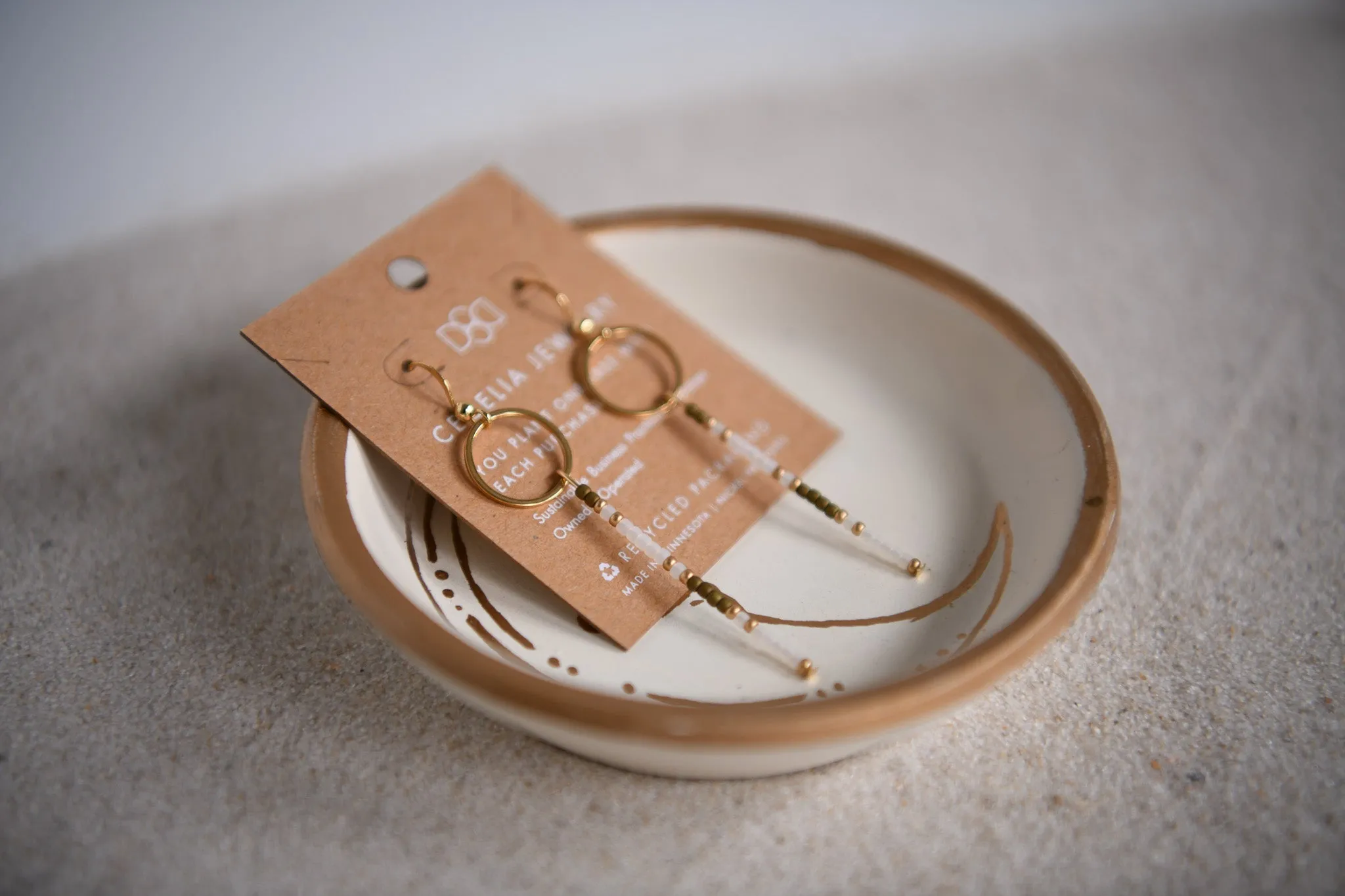 Midnight Moon Half & Half Seed Bead Drop Earrings