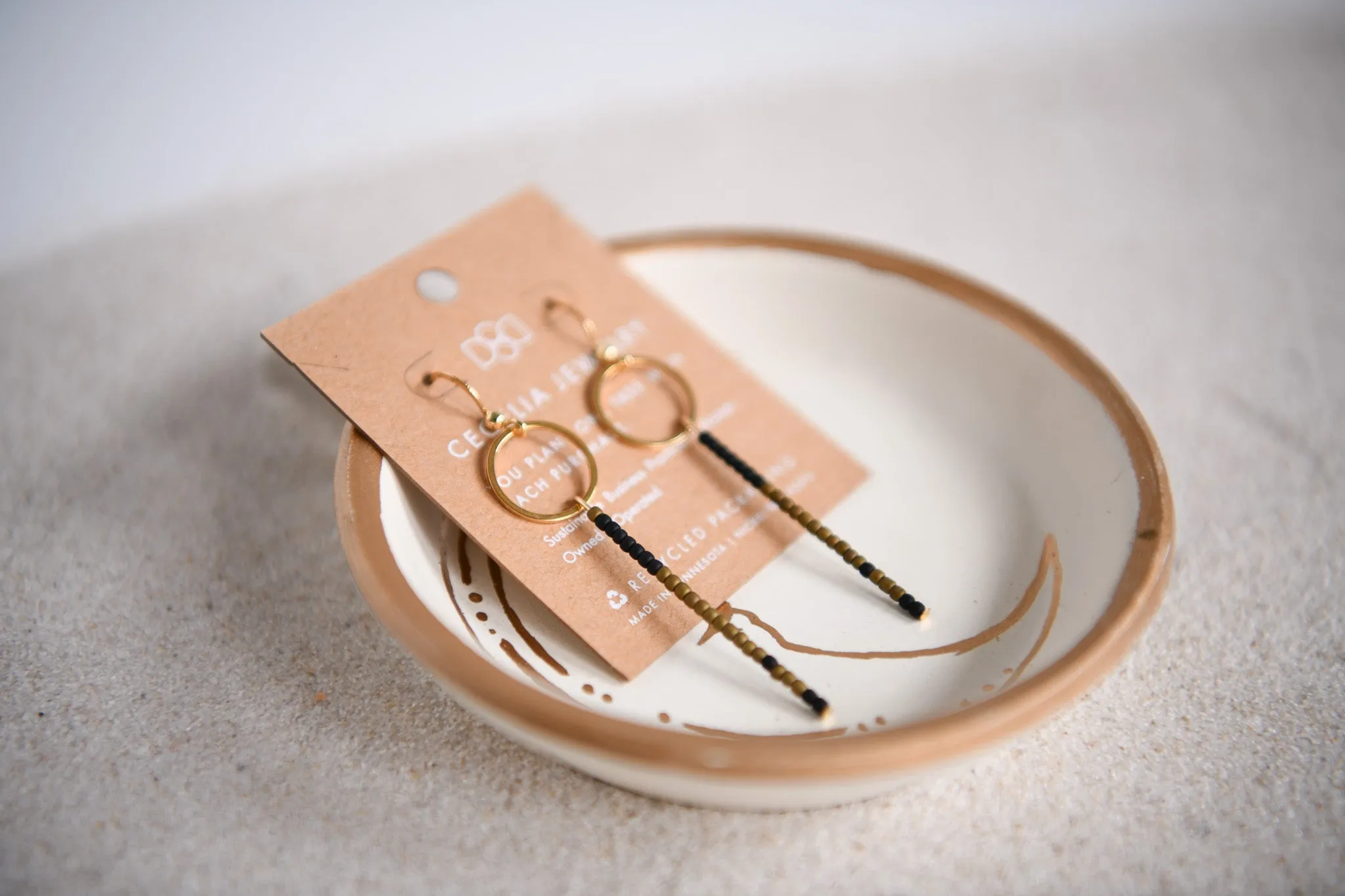 Midnight Moon Half & Half Seed Bead Drop Earrings