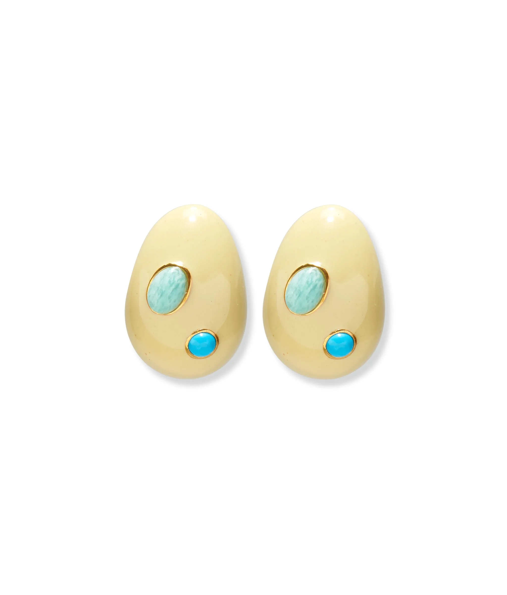 Mini Arp Earrings in Studded Cream