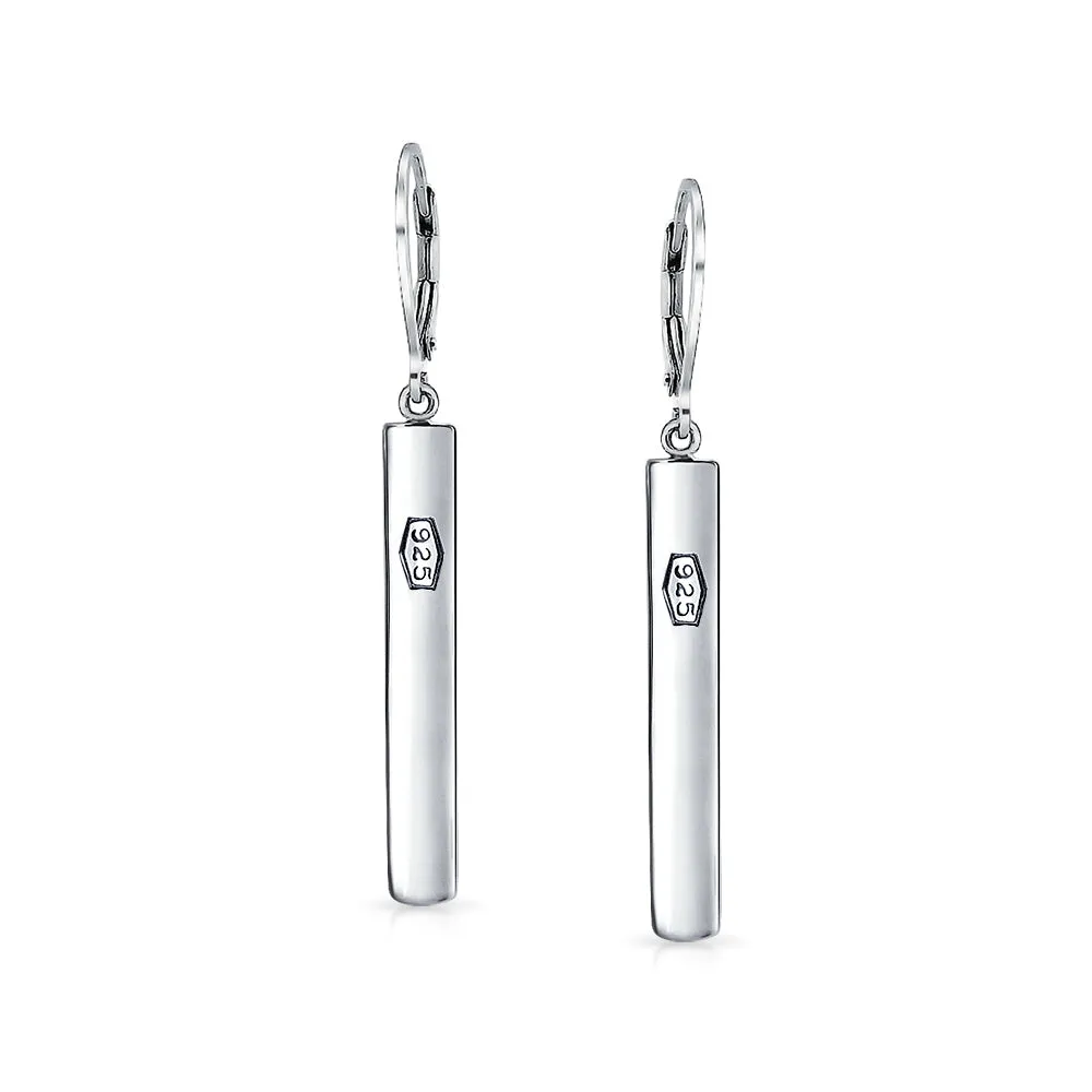 Minimalist Geometric Bar Dangle Earrings in  Sterling Silver Lever Back