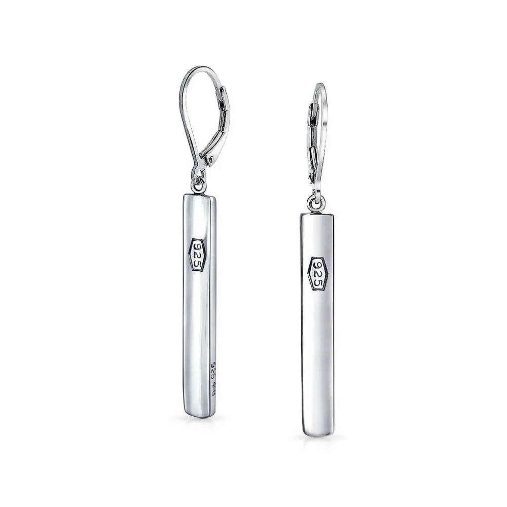 Minimalist Geometric Bar Dangle Earrings in  Sterling Silver Lever Back