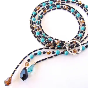 Moon Walker: Turquoise Blue Lariat Necklace