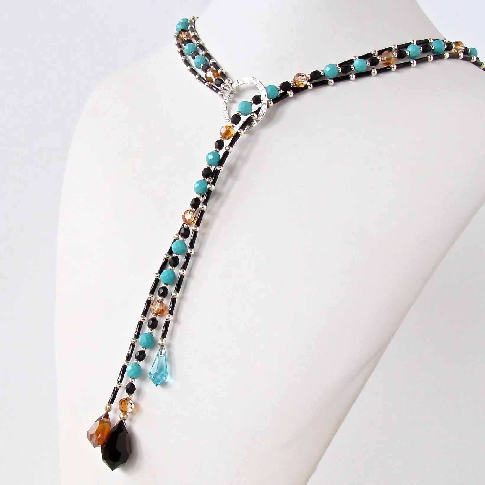 Moon Walker: Turquoise Blue Lariat Necklace