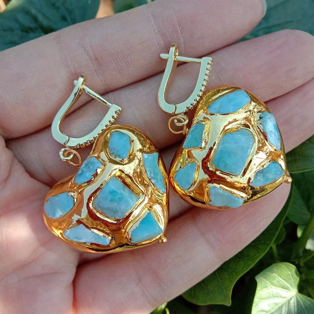 Natural Blue Larimar Earrings