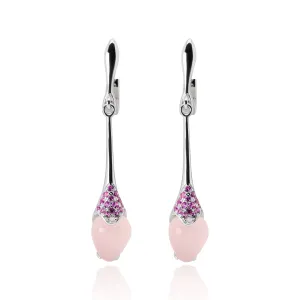 Nora Pink Calcedony Earrings in Sterling Silver