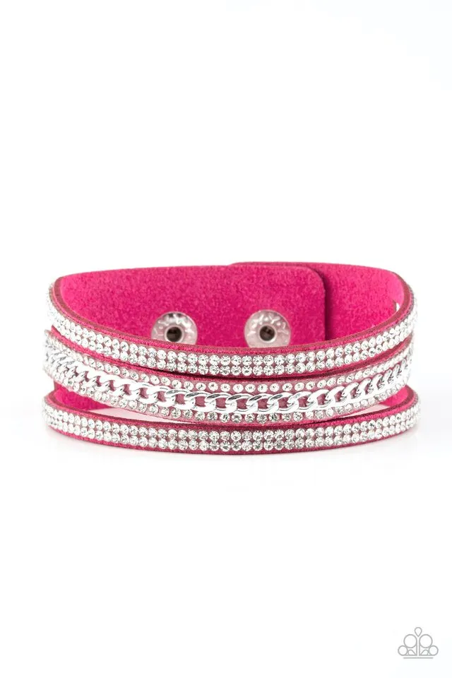 Paparazzi Bracelet ~ Rollin In Rhinestones - Pink