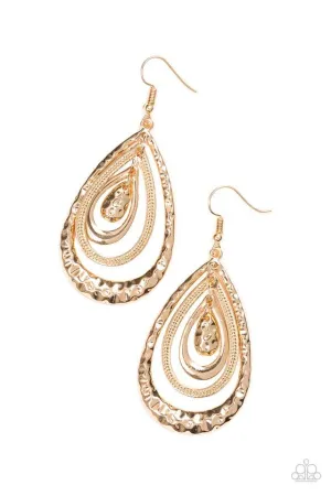 Paparazzi Earring ~ Metallic Monsoon - Gold