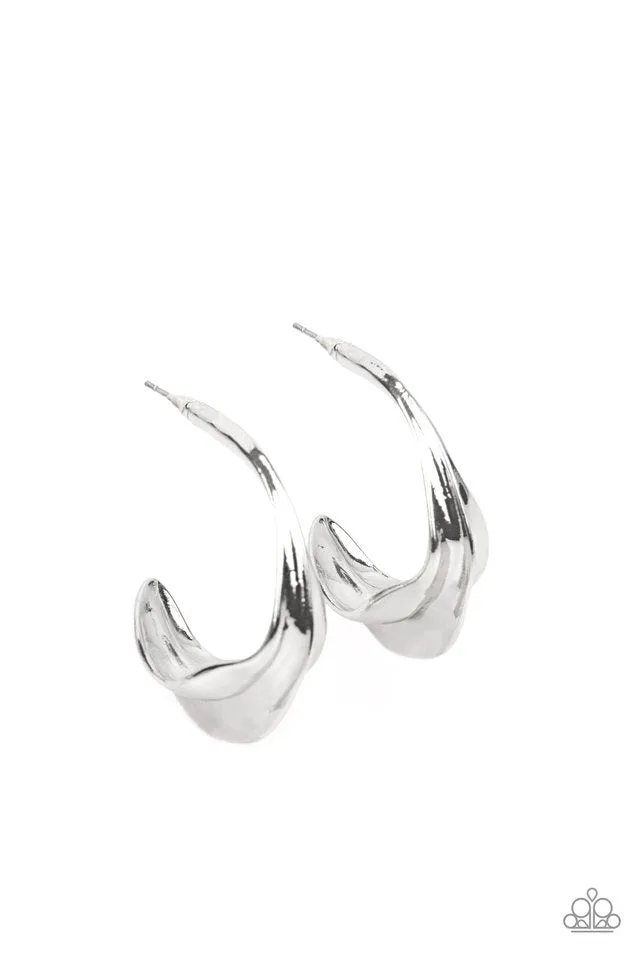 Paparazzi Earring ~ Modern Meltdown - Silver