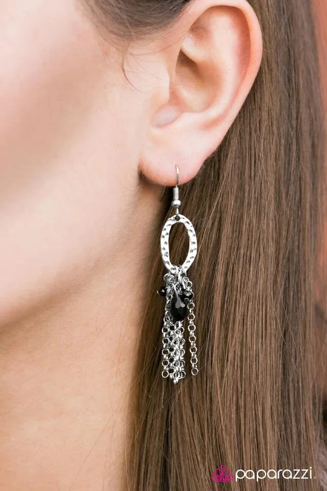 Paparazzi Earring ~ Stark Raving MADAME! - Black