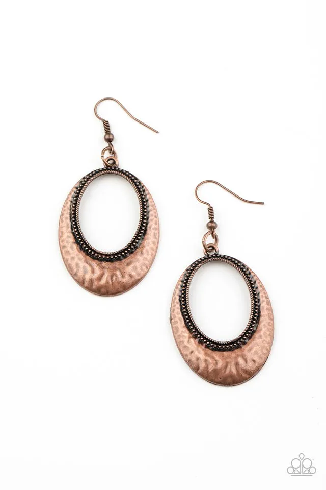 Paparazzi Earring ~ Tempest Texture - Copper