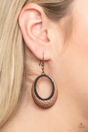 Paparazzi Earring ~ Tempest Texture - Copper