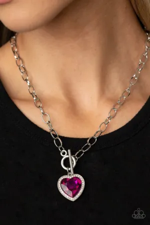 Paparazzi Necklace ~ Check Your Heart Rate - Pink