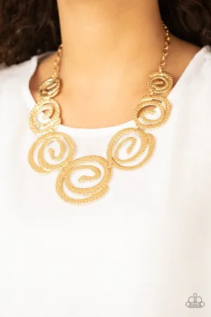 Paparazzi Necklace ~ Statement Swirl - Gold